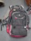 (BACK) BLACK AND RED FUL BACKPACK; BLACK, GREY, AND RED FUL BACKPACK WITH PADDED BACK AND STRAPS,