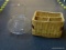 (BACK) BASKET LOT; THIS LOT COME WITH TWO BASKETS. ONE IS A ROUND WIRE BASKET WITH CARRYING HANDLE,