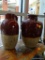 (WIN) PAIR OF GLAZED JUGS; REDDISH BROWN AND TAN IN COLOR, MADE BY THREE HANDS CORPORATION, A
