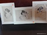 UNFRAMED MATTED GIBSON GIRL PRINTS; TOTAL OF 3 PIECES. INCLUDES 