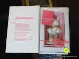 SNOWBUNNIES PORCELAIN FIGURINE IN ORIGINAL BOX; MADE BY DEPT 56. PORCELAIN FIGURINE OF A SMALL