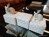 DEPT 56 EASTER FIGURINES; TOTAL OF 3. ALL COME WITH ORIGINAL BOXES, 2 ARE BUNNIES, ONE IS A CHICK.