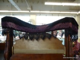 VICTORIAN VELVET AND LACE MANTEL SCARF; VERY LARGE, CAN ALSO BE USED AS A DOORWAY OR ENTRYWAY SWAG.