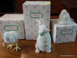 3 PIECE LOT; INCLUDES 3 DEPT. 56 HAND PAINTED BISQUE EASTER FIGURINES (1 IS A RABBIT WITH A CARROT,