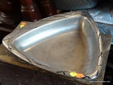 CHIP BOWL; LENOX PEWTER SILVER TRIANGLE SERVING PLATTER PLATE DISH CHIP BOWL (MISSING THE BOWL FOR