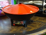 (BACK) WEST BEND ELECTRIC WOK; RED AND BLACK LIDDED ELECTRIC WOK MADE BY WEST BEND. MODEL # 79525.