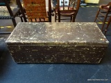 (BACK) CHEST; DOUBLE HANDLED WOODEN FARM CHIC FINISHED LIFT TOP CHEST. THIS PIECE COULD ALSO BE