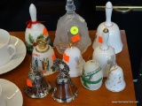 LOT OF ASSORTED BELLS; THIS LOT INCLUDES 10 ASSORTED BELLS, ALL OF WHICH ARE CHRISTMAS THEMED. TWO
