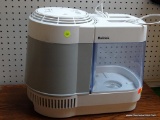 (BACK) HOLMES WICK HUMIDIFIER; WHITE AIR HUMIDIFIER MADE BY HOLMES WITH 3 FAN SETTINGS AND