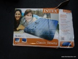 (BACK) INTEX QUEEN INFLATABLE MATTRESS; STILL IN ORIGINAL BOX! INTEX CLASSIC DOWNY QUEEN SIZED BLUE