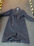 (BACK) EVAN PICONE WOOL TRENCH COAT; NAVY BLUE EVAN PICONE 100% PURE WOOL DOUBLE BREASTED TRENCH