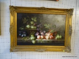 (WALL) FRAMED M FRANCIS STILL LIFE IMAGE; LARGE IMAGE SIGNED BY ARTIST IN LOWER RIGHT, WITH BASKETS