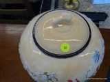 MELON JAR; FAR EASTERN INSPIRED FLORAL MELON JAR WITH LID. MADE BY CERTIFIED INTERNATIONAL