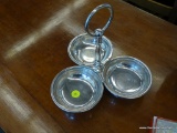 BUTLERS CONDIMENT SERVER; HANDCRAFTED SILVER PLATE GODINGER BUTLER'S COLLECTION 3 BOWL CONDIMENT