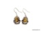 VINTAGE PAIR OF NATIVE AMERICAN SILVER TONE TIGER EYE FRENCH WIRE EARRINGS. STONES MEASURE APPROX.