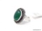 GERMAN SILVER & GREEN ONYX GEMSTONE RING. APPROX. RING SIZE 9.
