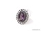 GERMAN SILVER & AMETHYST GEMSTONE RING. APPROX. RING SIZE 8.