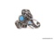 CONTEMPORARY SILVER TONE GOOD LUCK ELEPHANT RING, EMBELLISHED WITH TURQUOISE STONES. SIZE 7.5