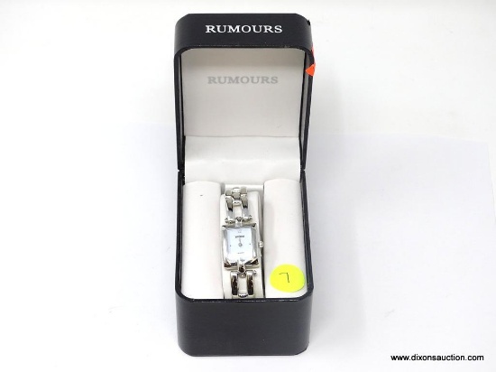 BRAND NEW LADIES RUMOURS STAINLESS STEEL QUARTZ WRIST WATCH, 47089. COMES IN RUMOURS BLACK DISPLAY