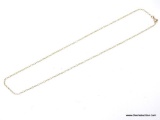 MARKED 385 9KT GOLD DRAWN CABLE CHAIN. MEASURES APPROX. 18