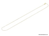 ITALIAN 14KT YELLOW GOLD BOX CHAIN. MEASURES APPROX. 18