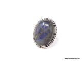 GERMAN SILVER & LABRADORITE GEMSTONE RING. APPROX. RING SIZE 7.