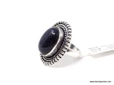 GERMAN SILVER & BLUE SUN STONE RING. APPROX. RING SIZE 6.