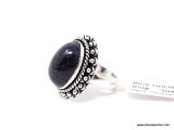 GERMAN SILVER & BLUE SUN STONE RING. APPROX. RING SIZE 7.