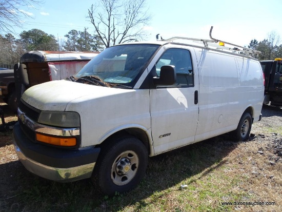 2005 WHITE CHEVROLET 3500 EXPRESS CARGO VAN; VIN 1GC G35U751202170. THIS VEHICLE WAS ABANDONED AT A