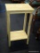 2 END TABLE; PINE END TABLE WITH LOWER SHELF. IS IN A NATURAL WOOD FINISH AND MEASURES 16 IN X 12 IN