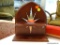 WOODEN NORTH STAR WALL SHELF; 2 SHELF WALL HANGING SHELF WITH A CUTOUT OF THE NORTH STAR ON THE