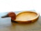 FRENCH BROAD RIVER COMPANY WOODEN DUCK PLATTER; CARVED WOODEN DUCK WHOSE BODY IS AN OVAL SHAPED