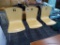 BLONDE WOOD MID-CENTURY DESK CHAIRS; SET OF 3. BACK AND SEAT ARE ALL ONE PIECE, ROUNDED TOPS WITH