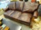 BRADINGTON-YOUNG FAUX LEATHER SOFA; RICH BROWN FAUX LEATHER SOFA MADE BY BRADINGTON-YOUNG IN HICKORY