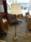 VINTAGE FLOOR LAMP; THIS FLOOR LAMP HAS A BRONZE COLORED BASE. IT HAS 3 CANDLE LOOKING LIGHT