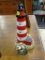 LEFTON ASSATEAGUE ISLAND LIGHTHOUSE FIGURINE; RED AND WHITE HORIZONTAL STRIPED PIECE WITH BLACK TOP.