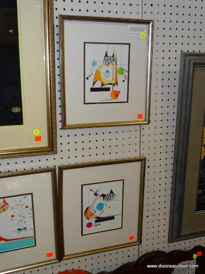 (WALL) SET OF "ATOMIC CATS" PRINTS; SET OF TWO MID CENTURY MODERN "ATOMIC CATS" PRINTS. DOUBLE