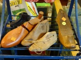 ASSORTED VINTAGE SHOE FORMS; TOTAL OF 5. ONE IS CAST IRON AND MEASURES 6.5 IN LONG, 2 ARE WOODEN AND