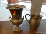 PEWTER LOT; TOTAL OF 2 PIECES, INCLUDES AN ENGRAVED PITCHER BY INTERNATIONAL PEWTER MEASURING 6.25