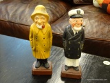 PAIR OF VINTAGE FIGURINES; THIS LOT CONTAINS TWO FIGURINES. ONE IS A FISHERMAN IN A YELLOW HAT AND