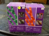 2 BOXES OF ROPE LIGHTING; 1 IS RED IN COLOR AND 1 IS GREEN IN COLOR. BOTH ARE APPROXIMATELY 18 FT