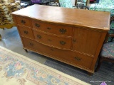 BUFFET; 5 DRAWER AND 1 DOOR BUFFET WITH BRASS BATWING PULLS AND REEDED FEET. IS IN EXCELLENT
