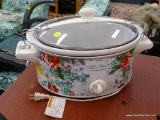CROCK POT; HAMILTON BEACH THE PIONEER WOMAN FLORAL PATTERN CROCK POT WITH LID. APPEARS TO BE IN GOOD