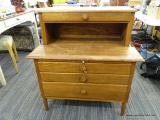 VINTAGE WOODEN PAINTER'S DESK; TWO TIERED PAINTER'S DESK. TOP TIER HAS A PULL OUT DRAWER WITH WOODEN