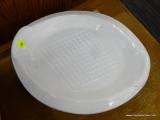 MILK GLASS BREAD PLATE; OVAL MILK GLASS BREAD PLATE THAT SAYS 