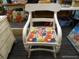 MID CENTURY MODERN SIDE CHAIR; WOODEN MID CENTURY MODERN SIDE CHAIR THAT HAS BEEN PAINTED A PEARL