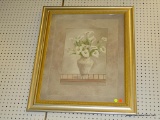 (WALL2) FRAMED IMAGE OF A VASE OF WHITE LILIES; PRINT IS SIGNED IN LOWER RIGHT WITH 