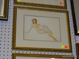 (WALL1) ALBERTO VARGAS PIN-UP GIRL PRINT; FRAMED PIN-UP GIRL PRINT BY ALBERTO VARGAS FEATURING A