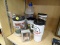 DRINKWARE LOT; INCLUDES 5 PLASTIC NASCAR THEMED DRINKING CUPS. ALSO INCLUDES A CONTAINER OF RACING