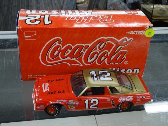 (R1) **SIGNED** NASCAR 1:24 SCALE DIECAST COLLECTIBLE MODEL STOCK CAR; #12 COCA COLA 1974 CHEVY